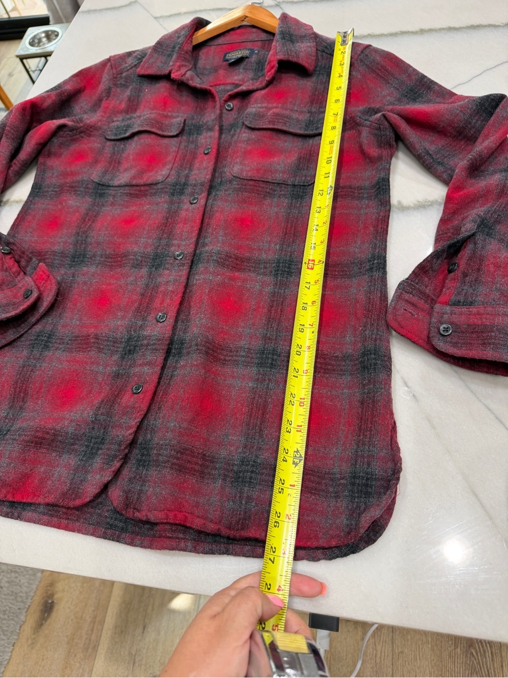 Pendleton Red and Black Plaid Wool Shirt Jacket - Picture 7 of 9
